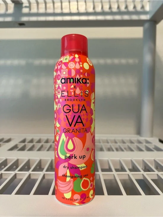 amika Guava Granita Perk Up Dry Shampoo - Pink & Orange Graphic Can