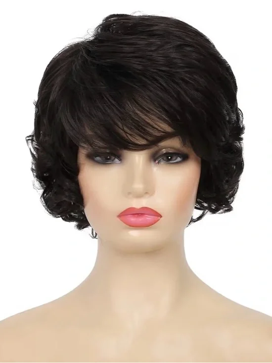Short Layered Wig in Dark Brown - Soft Textured Pixie
