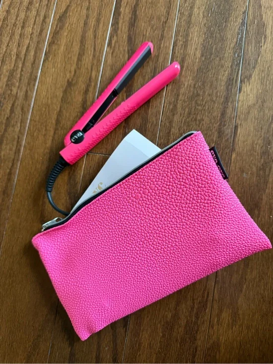 Hot Pink Mini Hair Straightener with Travel Pouch EVA NYC