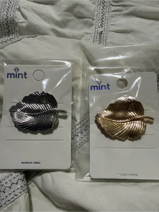 Metal Leaf Hair Ties — Silver and Gold Tones