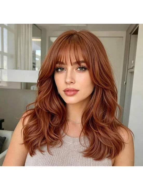 Women's Ginger 18 Inch Natural Looking Synthetic Heat Resistant Wavy Wigs