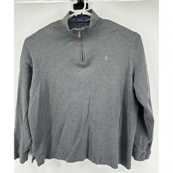Polo Ralph Lauren Estate Rib Long‎ Sleeve Quarter Zip 2XL TTG EEG Gray