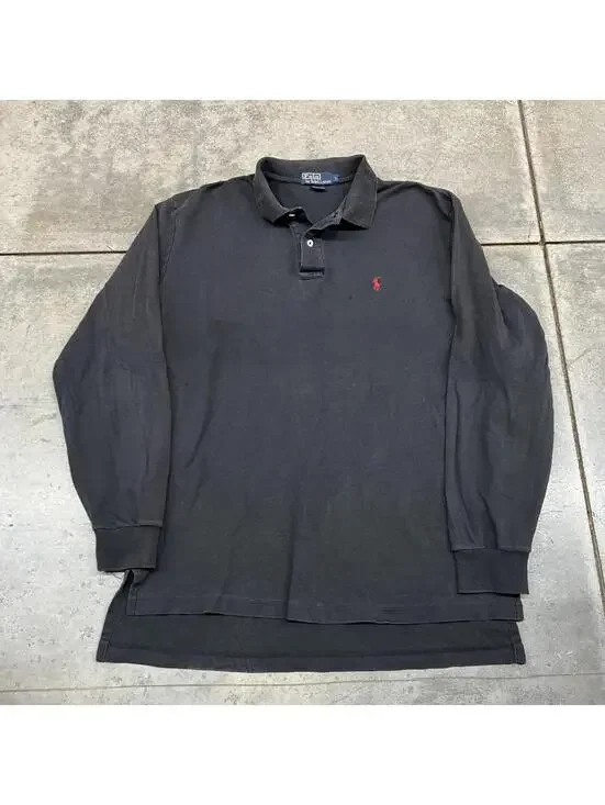 vintage polo ralph lauren black and red rugby polo shirt size large