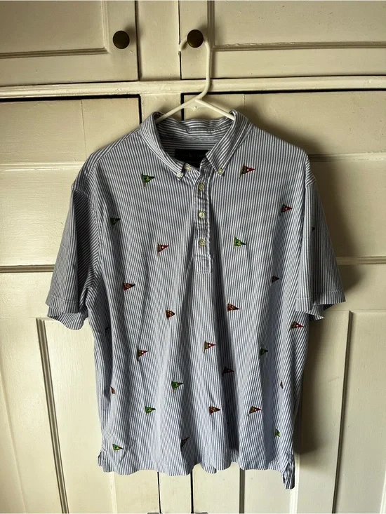 Ralph Lauren Hampton Knit Oxford Blue & White Nautical Flags - Men’s Size XXL