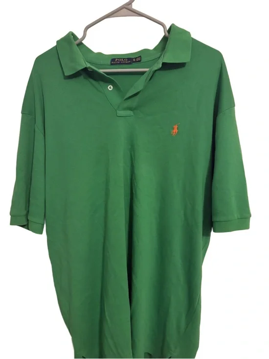 Ralph Lauren Green Polo with Orange Pony Logo