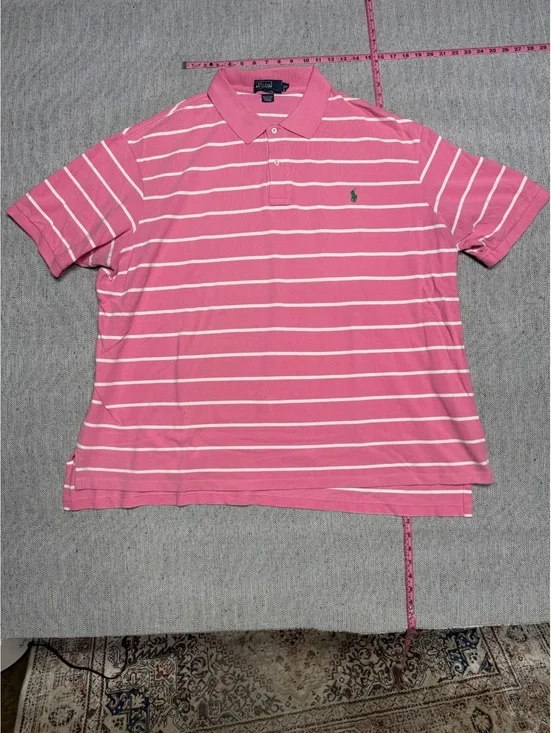 Polo Ralph Lauren Pink Striped Polo Shirt 4XB Big Size