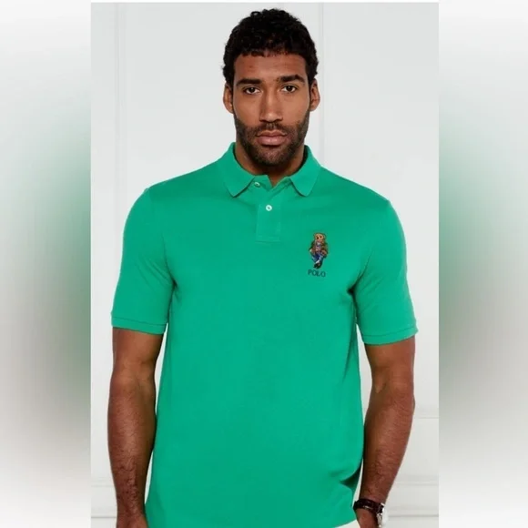 Polo Ralph Lauren Big & Tall Men’s Green Solid Polo Bear Short Sleeve Polo Shirt