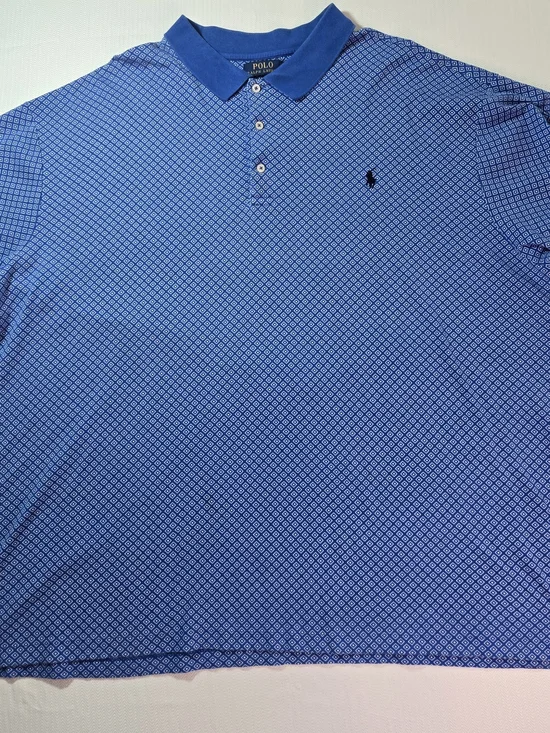 Polo by Ralph Lauren Blue Geometric Cotton Polo Shirt 4XB