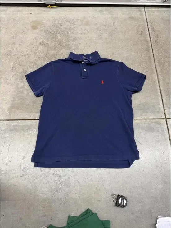 vintage polo ralph lauren navy blue small pony shirt size large