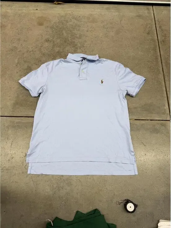 vintage polo ralph lauren baby blue polo shirt size large