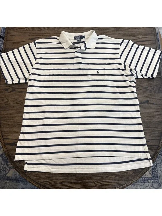 Polo Ralph Lauren Men's Striped Short Sleeve Polo Shirt XXL White/Blue