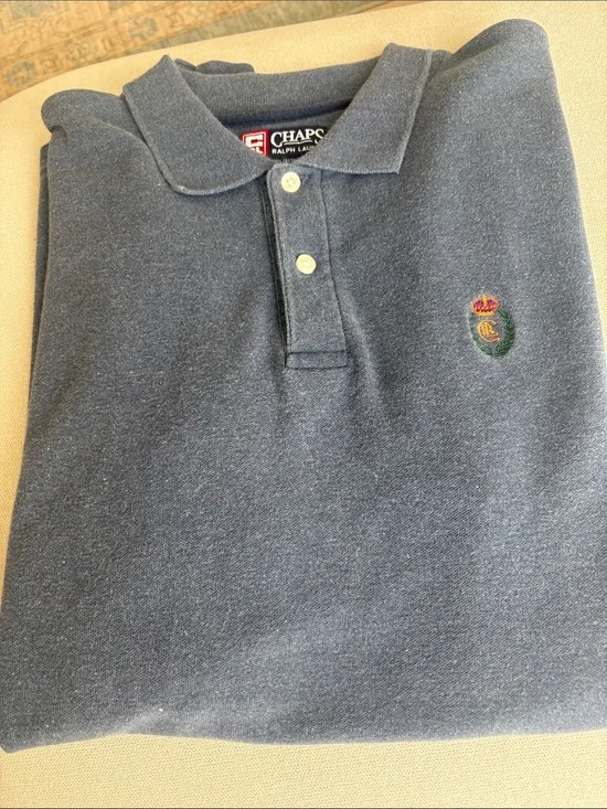 Ralph Lauren Chaps Navy Heather Polo with Embroidered Crest