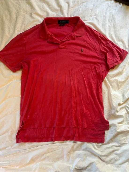 Men's Red Polo by Ralph Lauren Shirt with Embroidered Logo