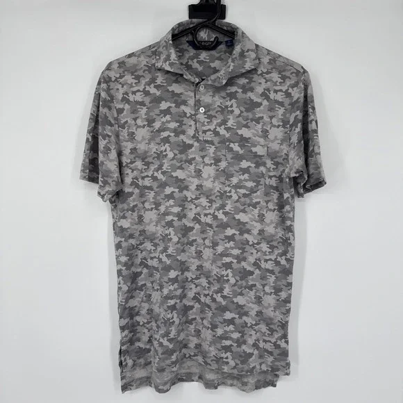 Polo Golf Ralph Lauren Camo Shirt Gray Military AOP Lightweight Rugby Small