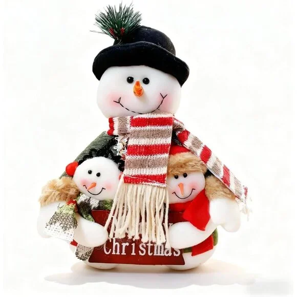 12 Inch Plush Christmas Stuffed Snow Man Ornaments Winter Decorations For Table