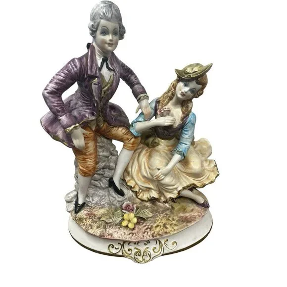 Capodimonte N Italian Porcelain Figurine Victorian Couple 60s-70s Era