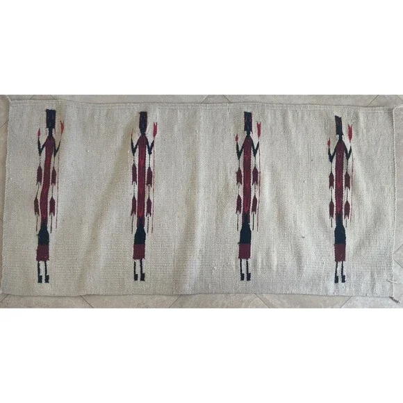 VINTAGE 28X58 Wool Woven Yei Style Rug - Not Sure Of Age Or Origin - AS-IS