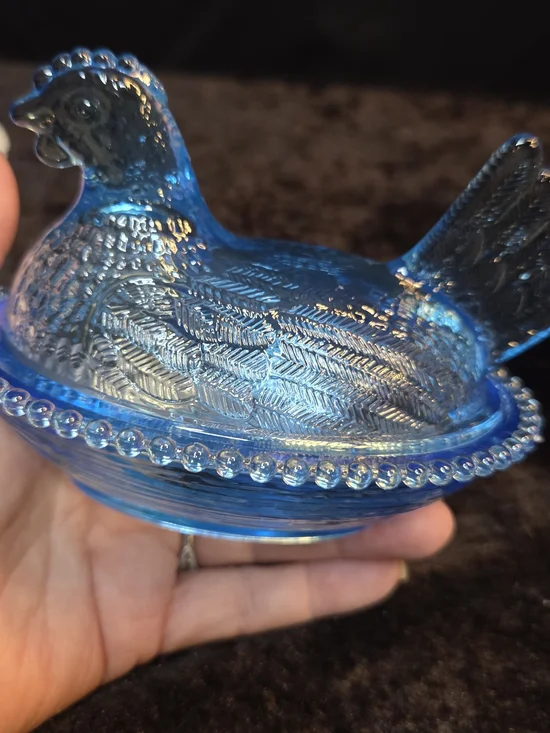 Light Blue Hen on a Nest Unbranded Acrylic (Plastic) Measures 5 Inches Long