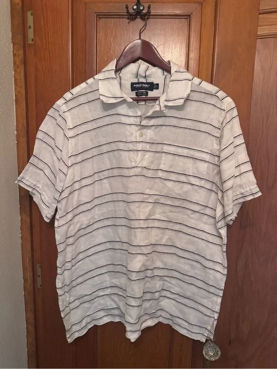 Ralph Lauren White Polo with Navy Stripe