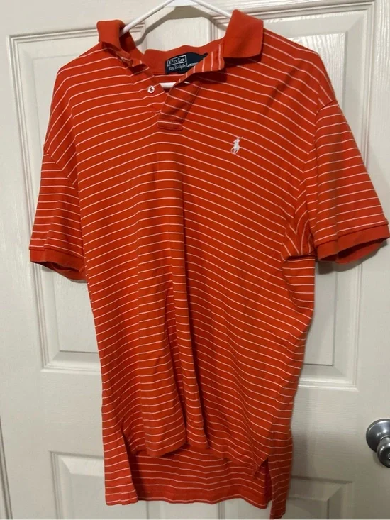 Ralph Lauren Orange Striped Short-Sleeve Polo