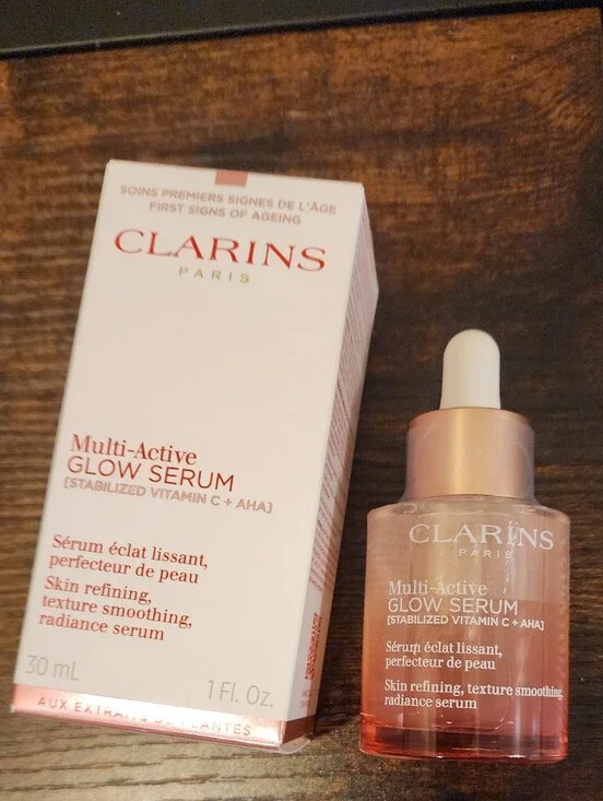 Clarins Multi-Active Glow Serum — Pink/Coral Bottle