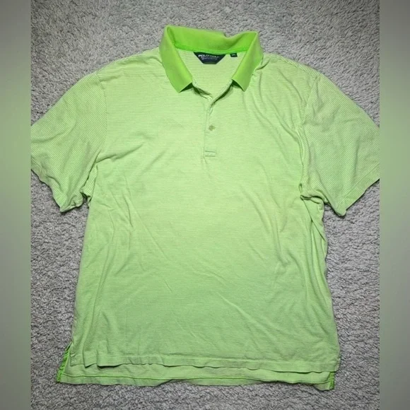 Ralph Lauren Polo Mens XXL Golf Performance Activewear Green White Stripes