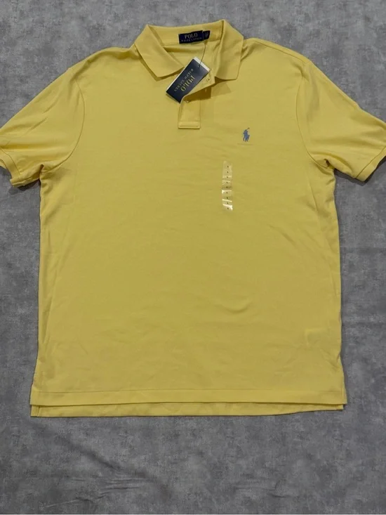 Ralph Lauren Yellow Short-Sleeve Cotton Polo with Blue Pony