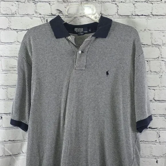 Polo Ralph Lauren Men's Large Navy & Gray Linen Blend SS Golf Shirt