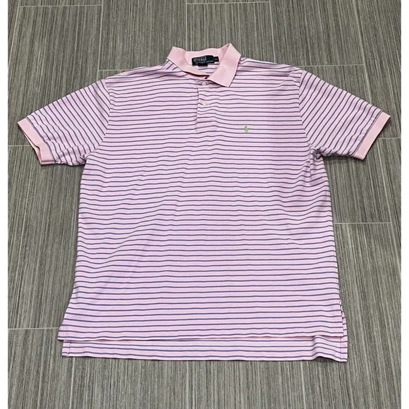 Ralph Lauren Mens Pink Blue Polo Shirt Green Pony Logo Americana Ivy league Y2K