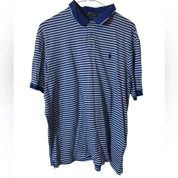 Ralph Lauren Blue and White Striped Polo Shirt