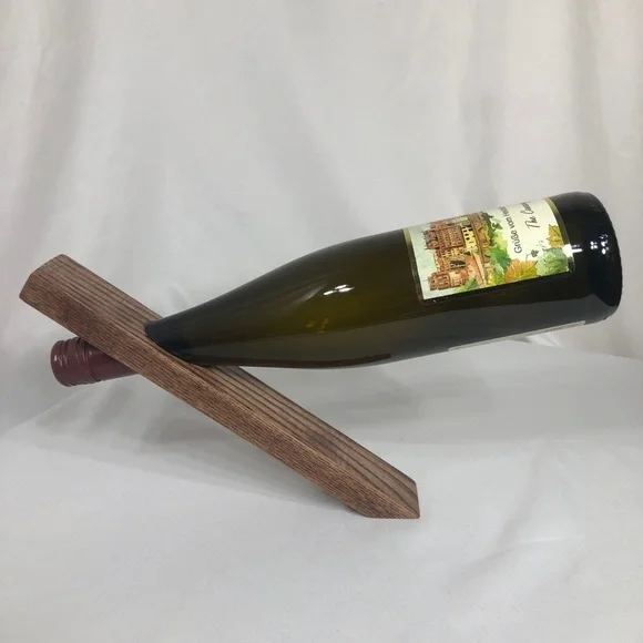 Tapered Wood Gravity Balancing Board Wine Bottle Holder