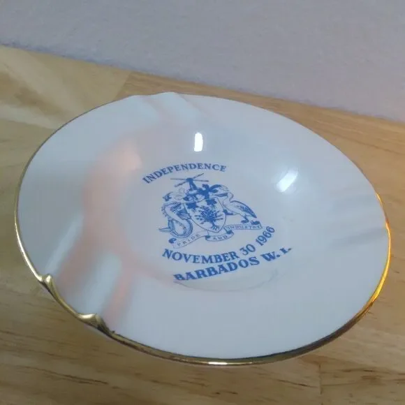 Vintage Barbados Virgin Islands Independence Commemorative Plate Ashtray
