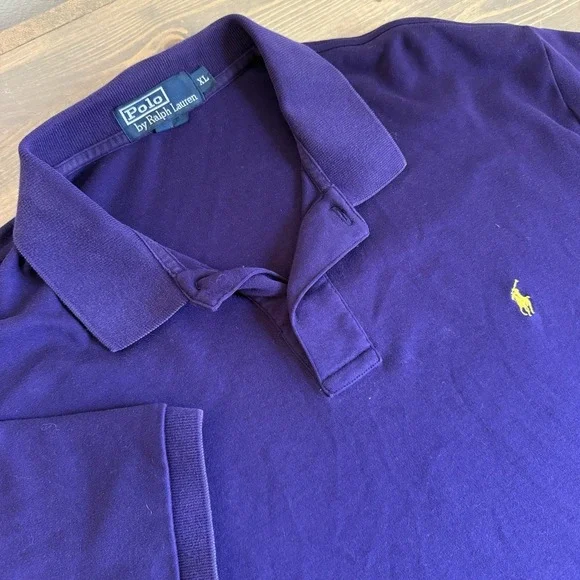 Polo By Ralph Lauren Mens XL Dark Purple Short‎ Sleeve Polo Embroidered Logo