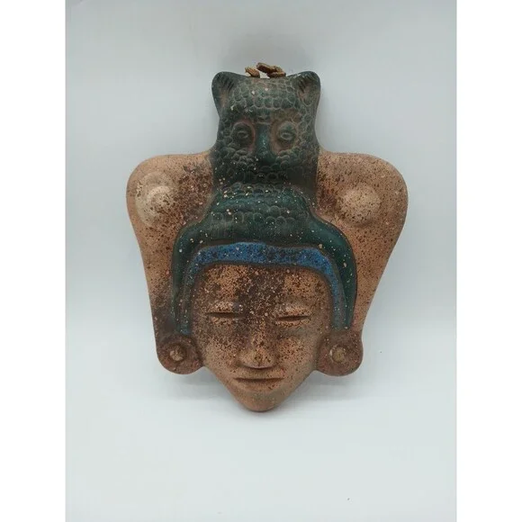 Mexican Owl Mask Mascara Buho Tarascan Terracotta Pottery Wall Hanging