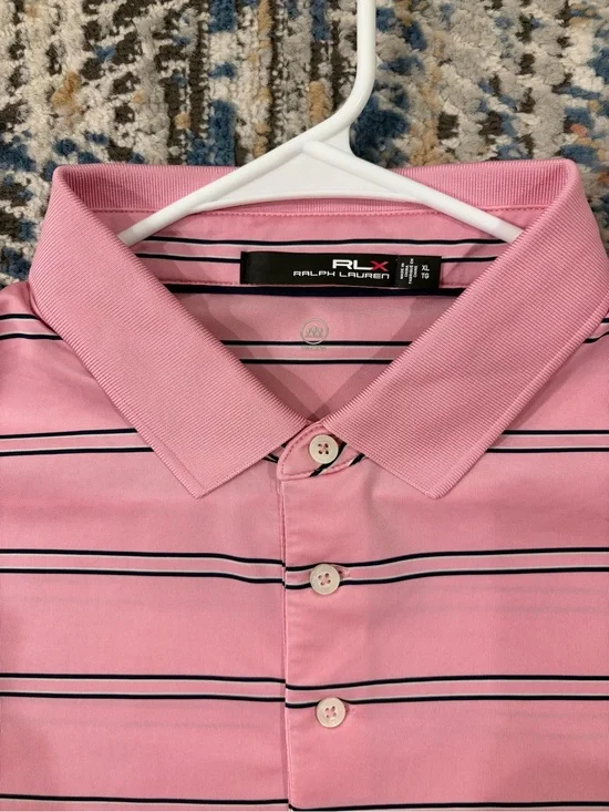 Ralph Lauren Pink Polo with Navy and White Stripes