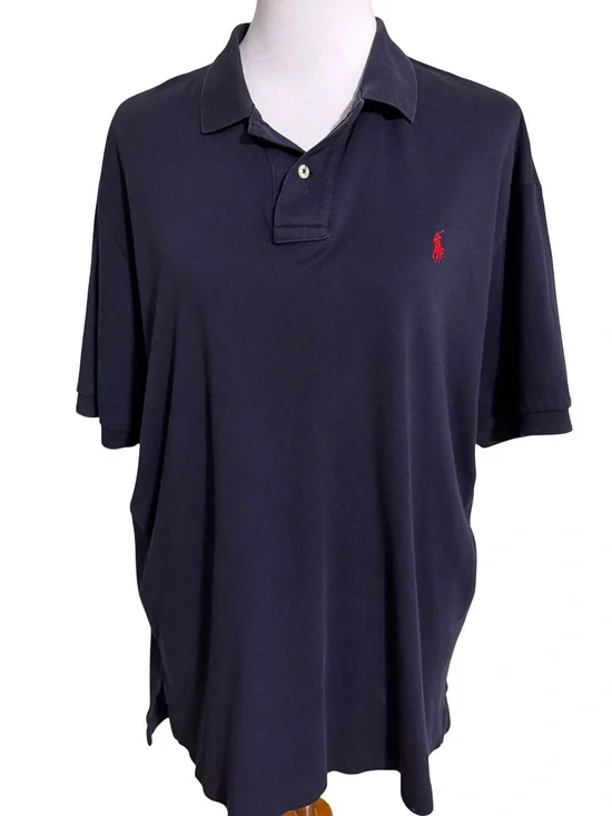 Ralph Lauren Navy Polo with Red Pony Logo 100% Cotton Size L