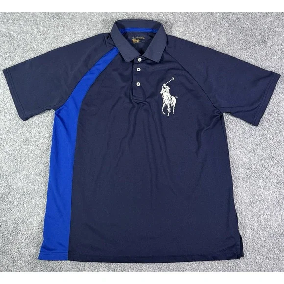 Polo Ralph Lauren Performance Shirt Mens Small Blue Mesh Stretch Golf Big Pony