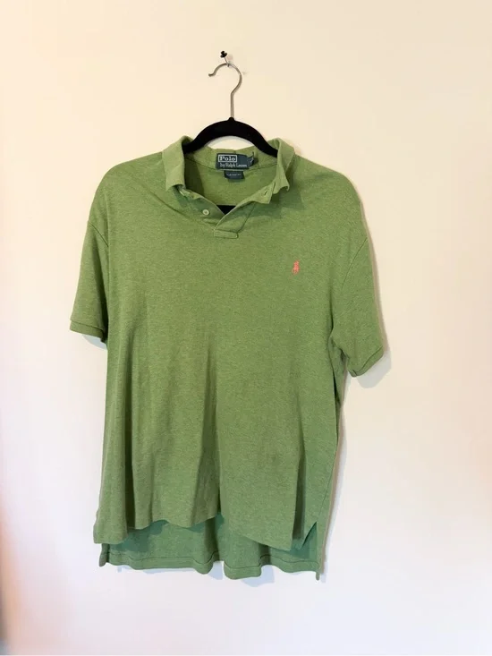 Ralph Lauren Heather Green Short-Sleeve Polo with Pink‎ Logo