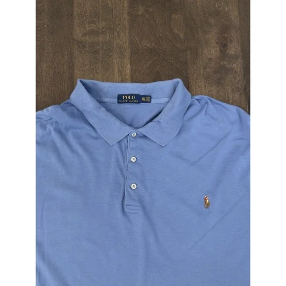 Ralph Lauren Mens Short Sleeve Blue Classic Fit Polo Shirt Size 4XLT Flesh Pony