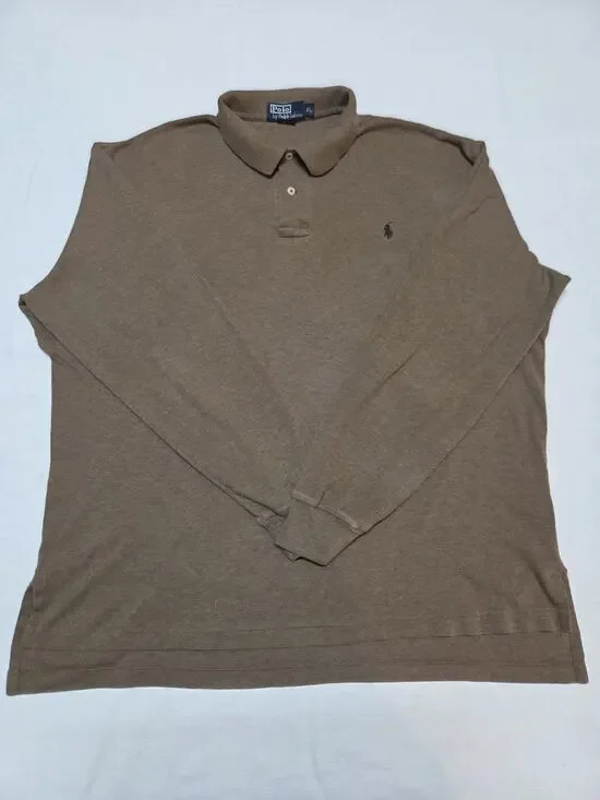 Polo Ralph Lauren Long Sleeve Polo Shirt Mens XL Tan Classic Fit Pony Logo