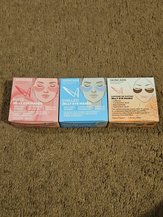 Skincare Jelly Eye Mask Trio - Rose, Chilled, Caffeine De-Puffing