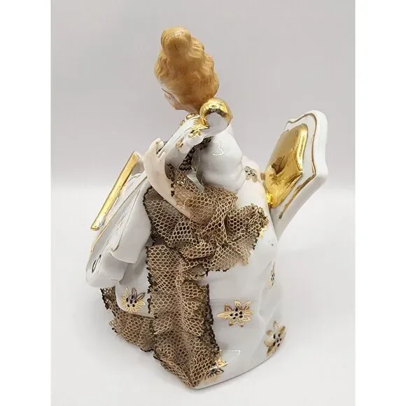 Vintage Porcelain Lace Lady Figurine Playing Cello Numbered 23/77 5.5 inches