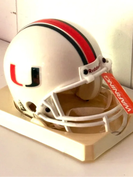 White Miami Hurricanes Mini Football Helmet