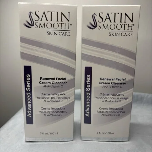 2-SATIN SMOOTH Advanced Series Renewal Facial Cream Cleanser with 5fl.oz NEW