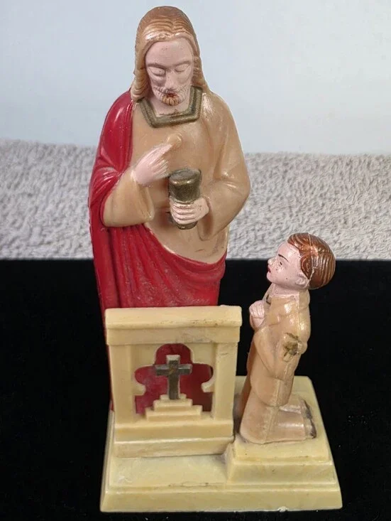 Religious First Holy Communion Depicting Jesus Christ Administering Eucharist