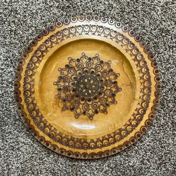 POLSKA Decorative Carved Wood Plate 13