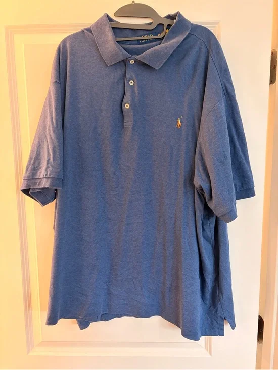 Ralph Lauren Men’s Heather Blue Polo with Embroidered Pony