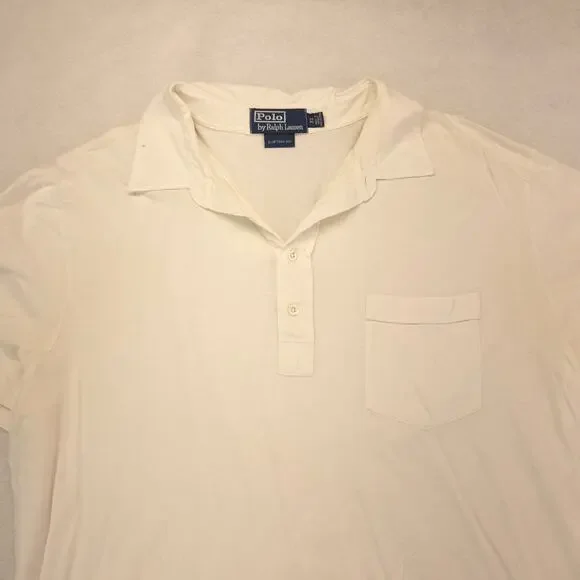 Polo by Ralph Lauren Custom Fit Collared Polo Shirt Mens Size XL White