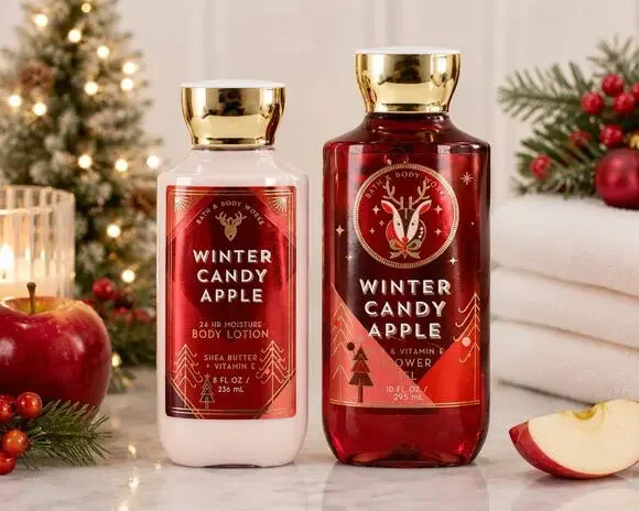 Bath & Body Works Winter Candy Apple Lotion & Shower Gel Set New Lot of 2