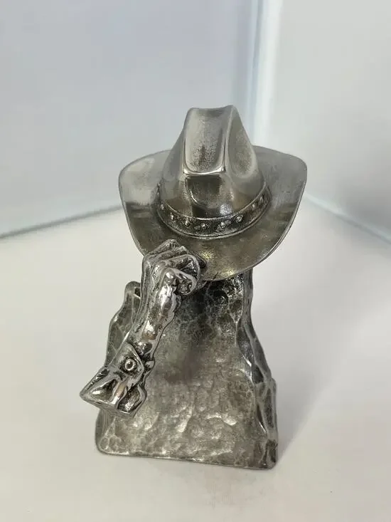 Jose Luis De Casasola Pewter Cowboy Hat Handmade Sculpture Signed